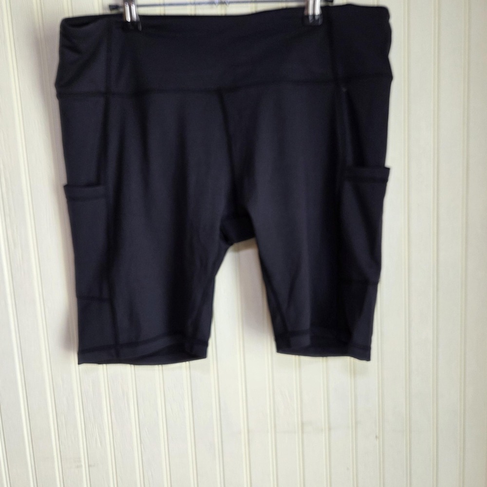 Baleaf Biker Shorts Womens Plus 2XL Black Pocket Stretch Running Yoga Athletic